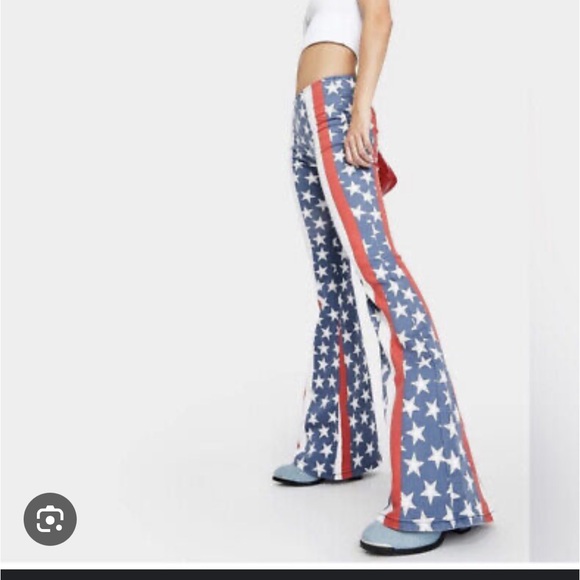 Free People Penny Pull-on Stars & Stripes Flare Jeans - Picture 7 of 9